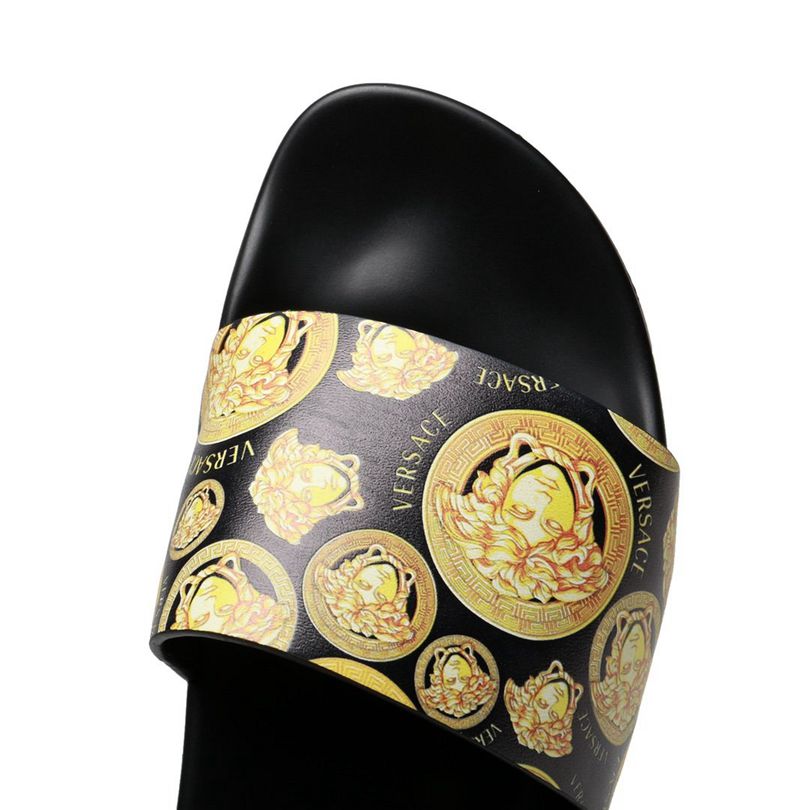 Versace Slides Balck Gold