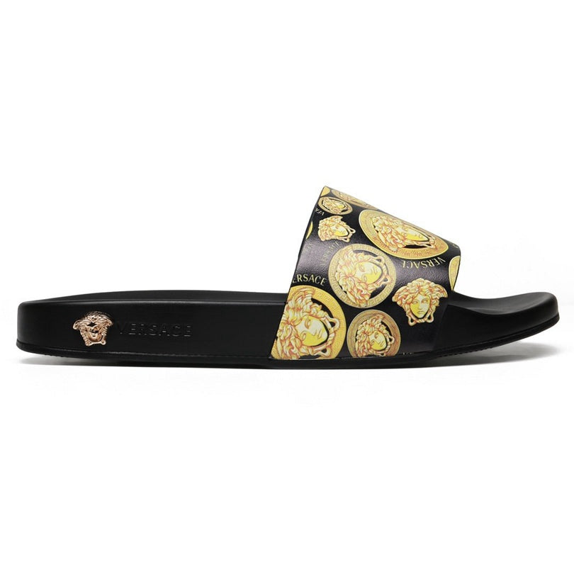 Versace Slides Balck Gold
