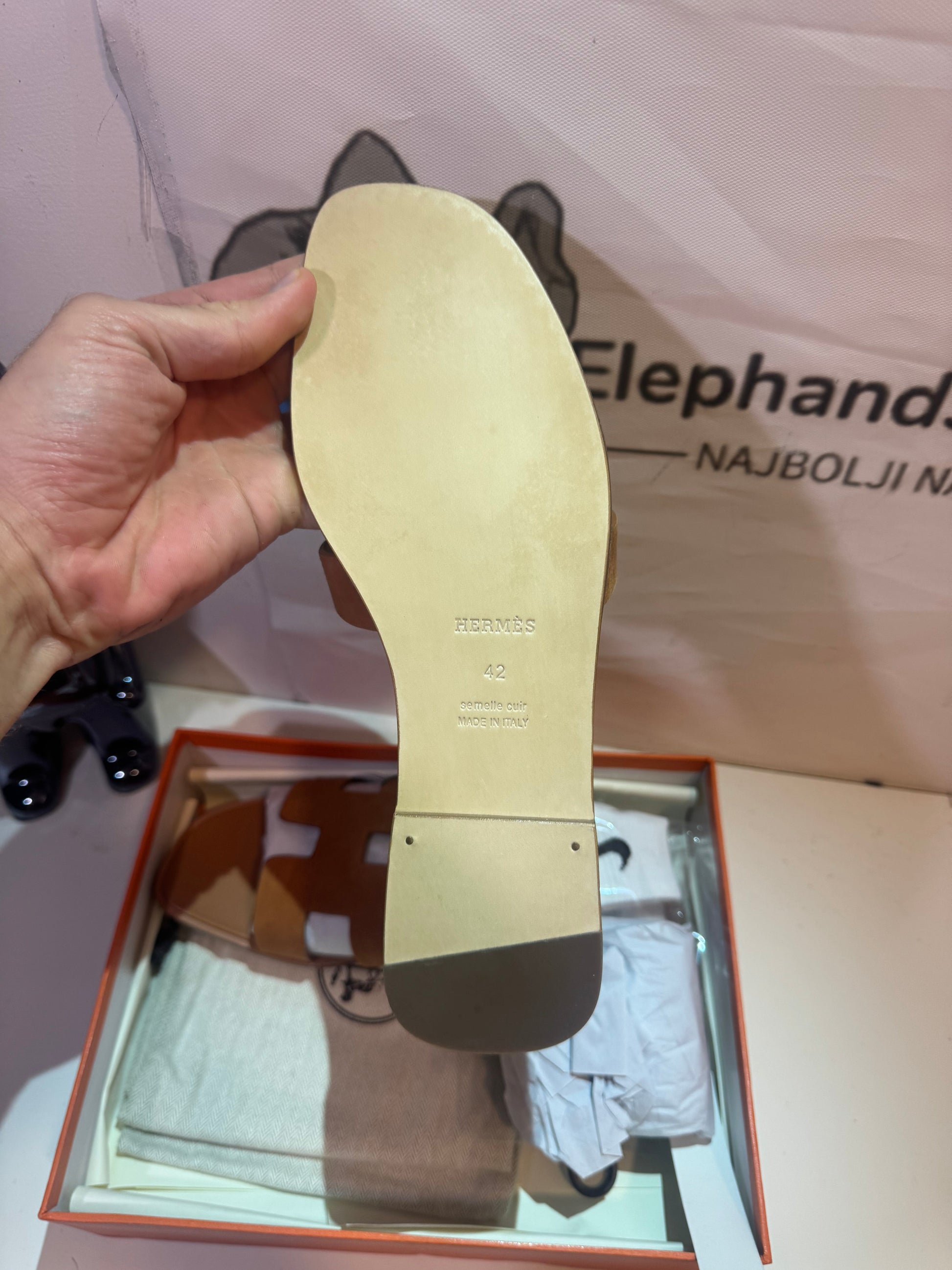 Hermes Slides Brown (Odmah Dostupne) br 42 Elephand.shoes