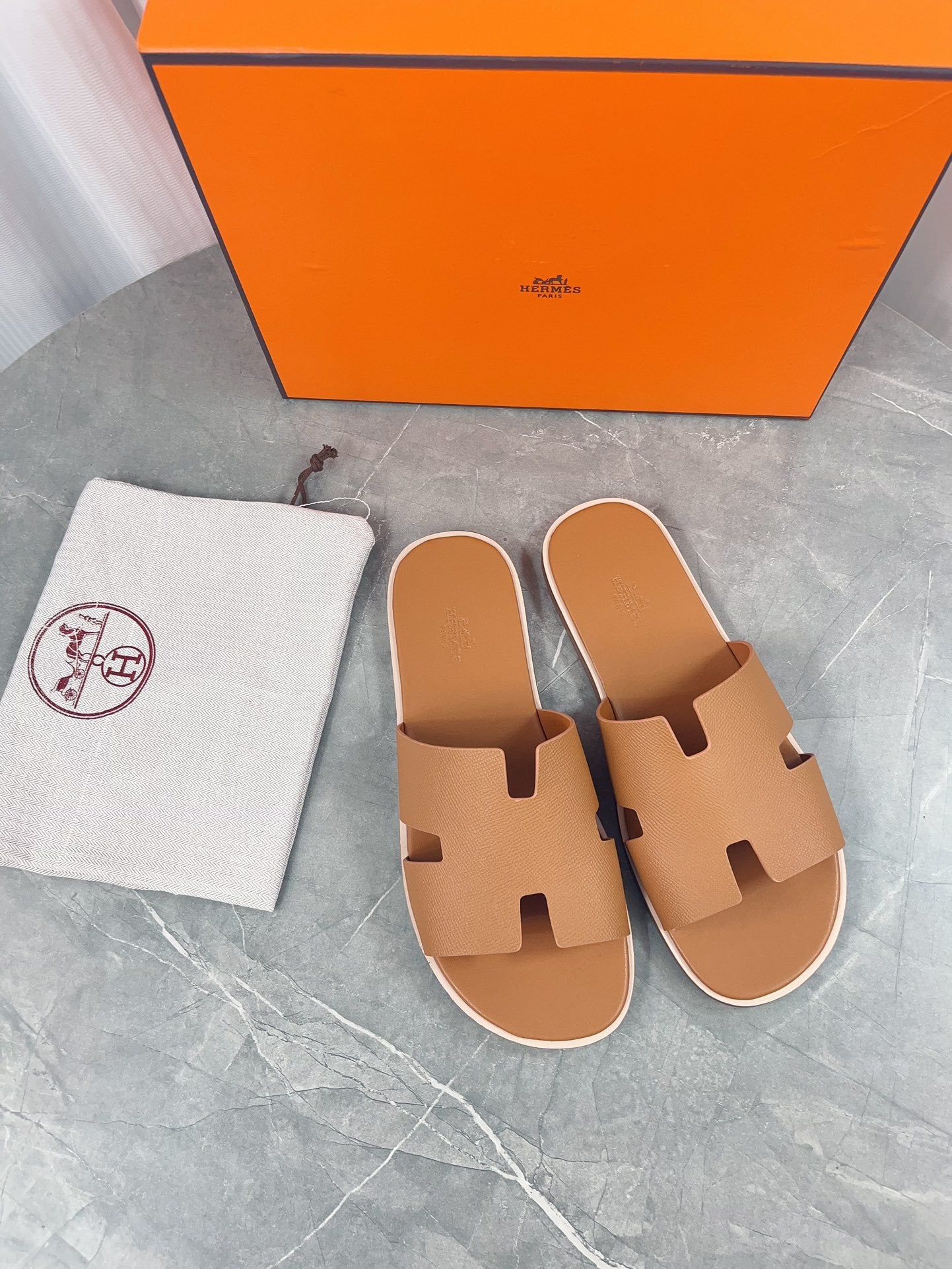 Hermes Slides Blue Elephand.shoes