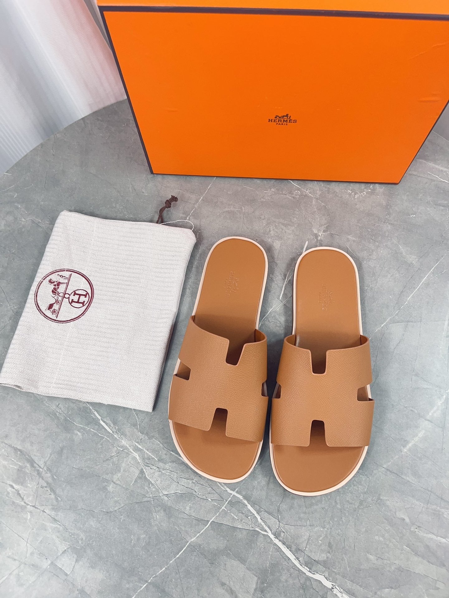 Hermes Slides Blue Elephand.shoes