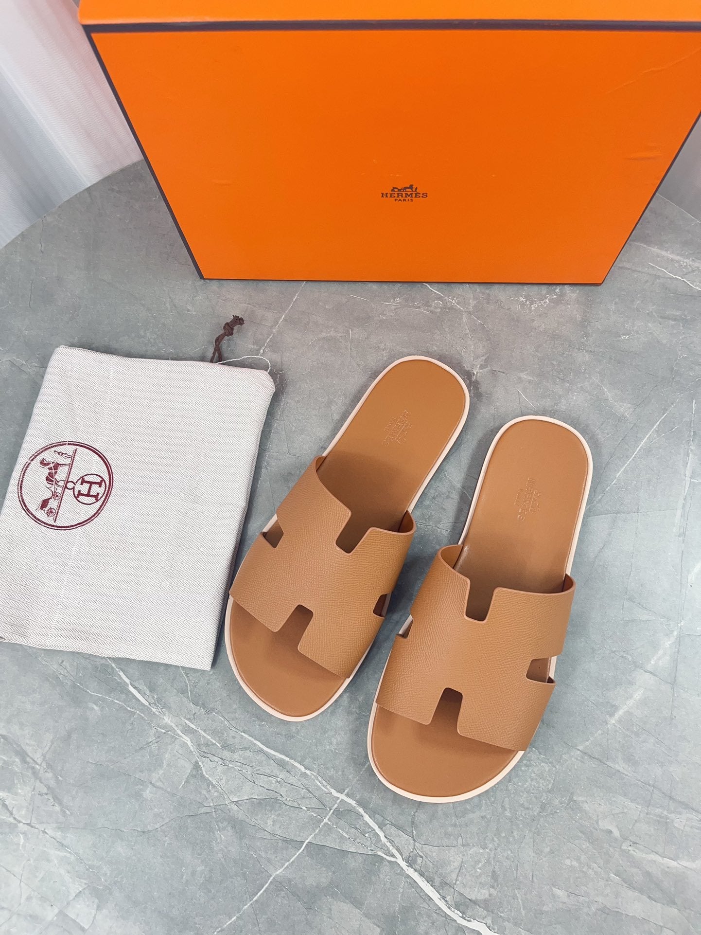 Hermes Slides Blue Elephand.shoes