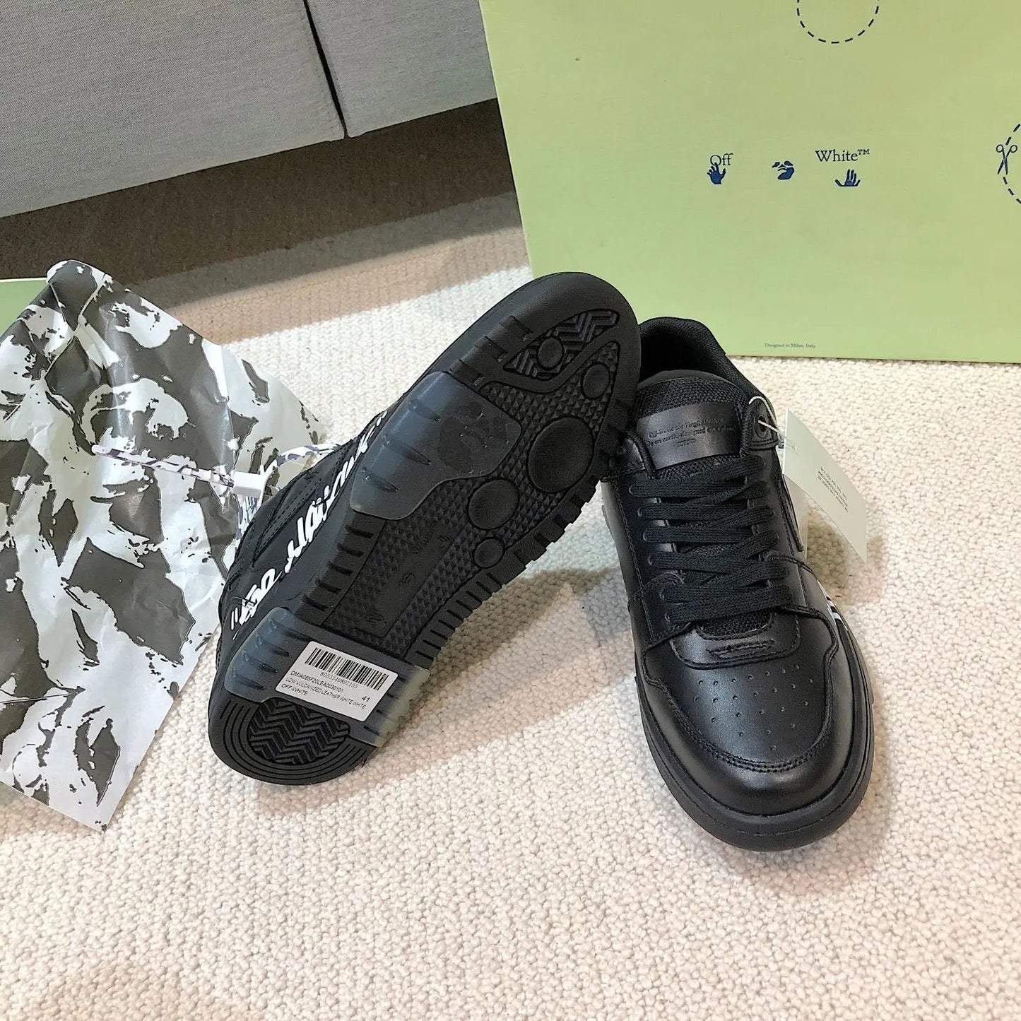 OFF-WHITE out the office Graffiti Balck Elephand.shoes