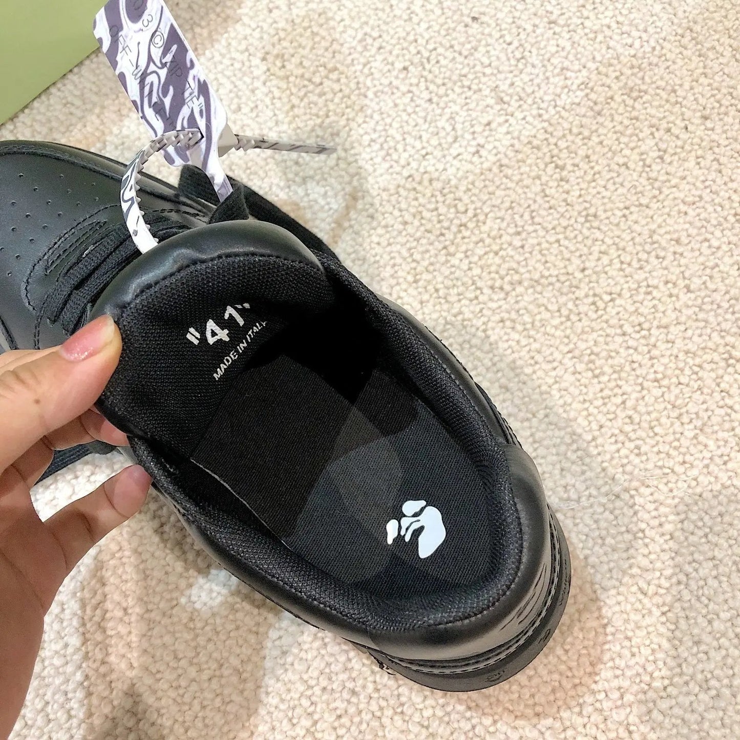 OFF-WHITE out the office Graffiti Balck Elephand.shoes