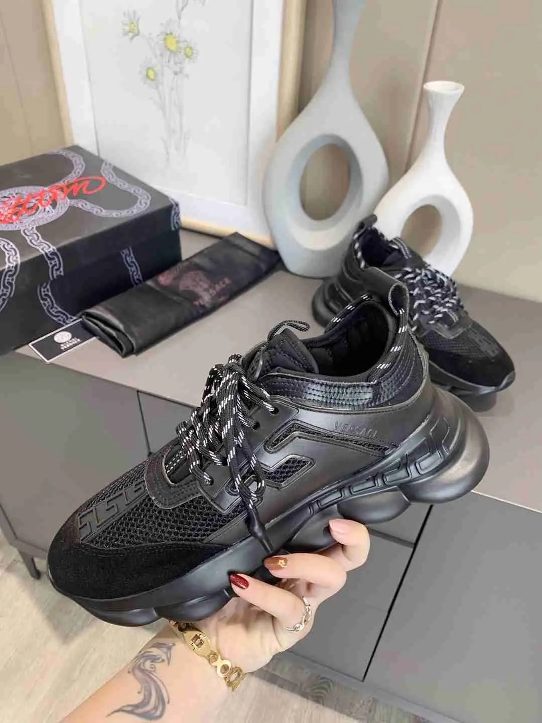Versace Chain Reaction Balck Elephand.shoes
