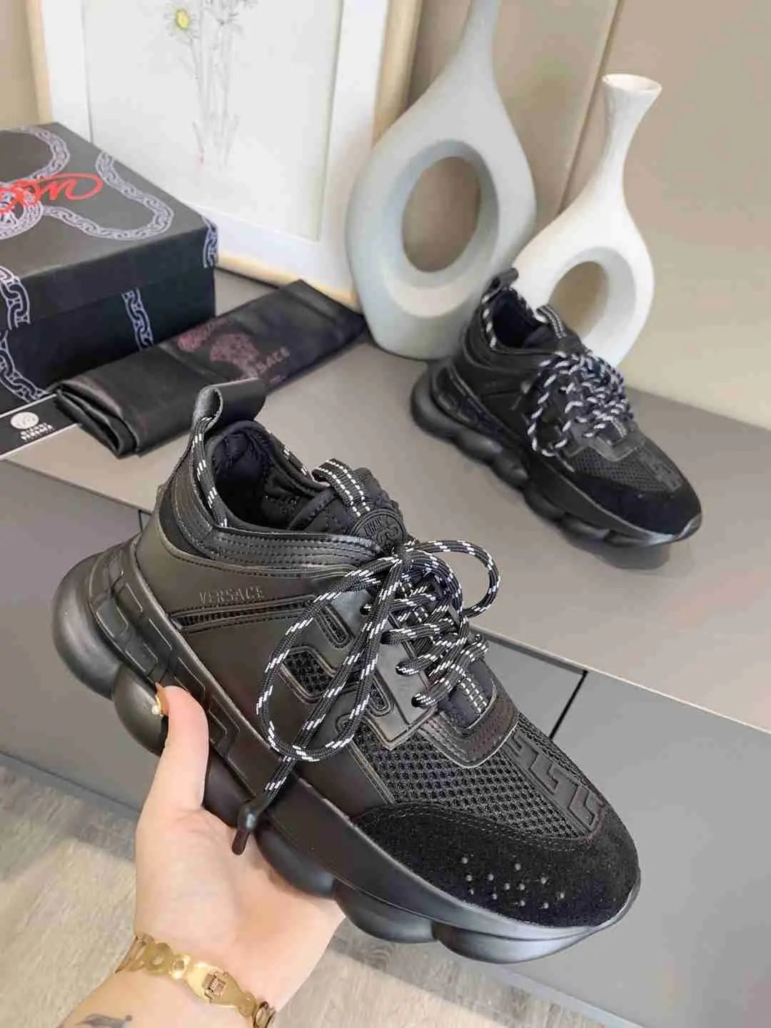 Versace Chain Reaction Balck Elephand.shoes