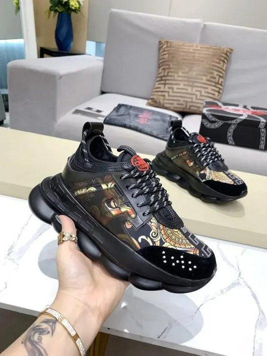Versace Chain Reaction Balck Gold Elephand.shoes