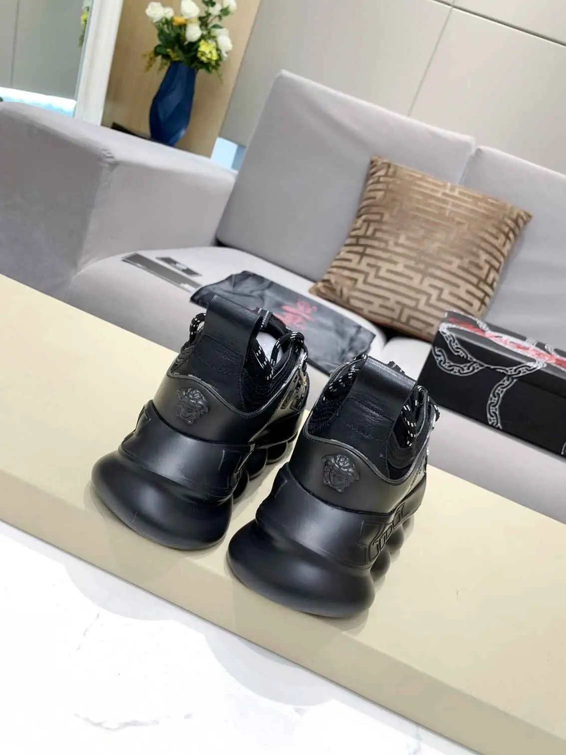 Versace Chain Reaction Balck Gold Elephand.shoes