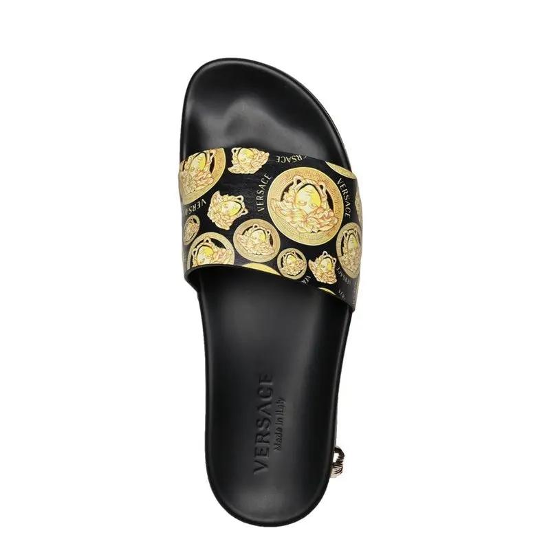 Versace Slides Balck Gold Elephand.shoes