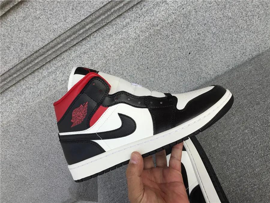 Air Jordan 1 Mid "Black White Red" Elephand.shoes